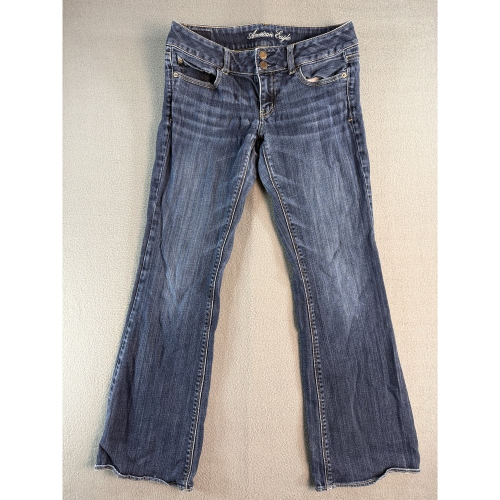 American Eagle Artist Jeans Womens 8 Med Blue Low Rise Bootcut Stretch Denim